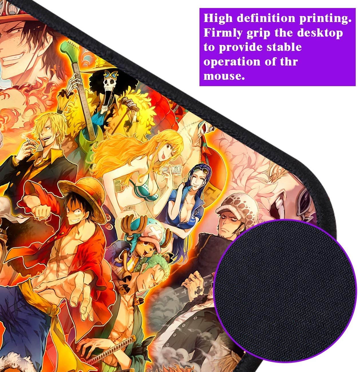 One Piece Anime Mouse Pad Gaming Mouse Pad Mousepad for Adults Teens Office Supplies Mouse Mat 9.8x11.8x0.12inch
