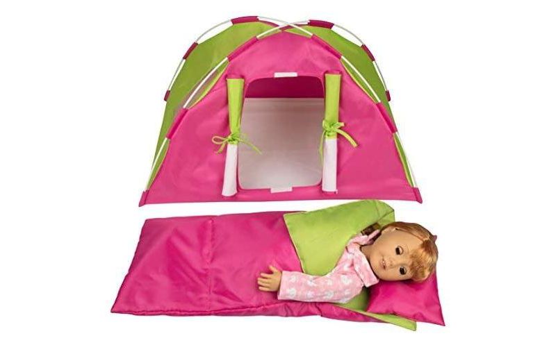 Dress Along Dolly Camping Bed Tent with Sleeping Bag and Pillow for American Girl Doll