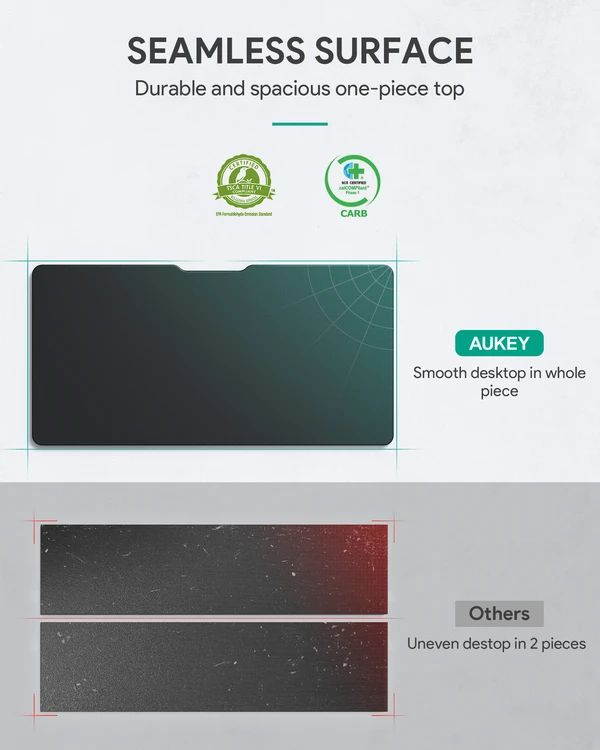 Gaming Desk 47.2" W x 23.6" D Office Computer Table, Black Gamer Workstation with 2 Cable Management Holes