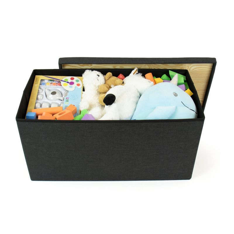 Heathered Storage Ottoman with Reversible Tray Cover Charcoal Gray - Humble Crew