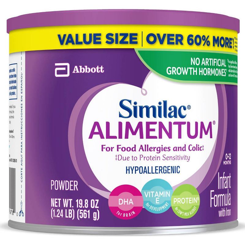 Similac Alimentum Hypoallergenic for Food Allergies and Colic Infant Formula with Iron Powder - 19.8oz