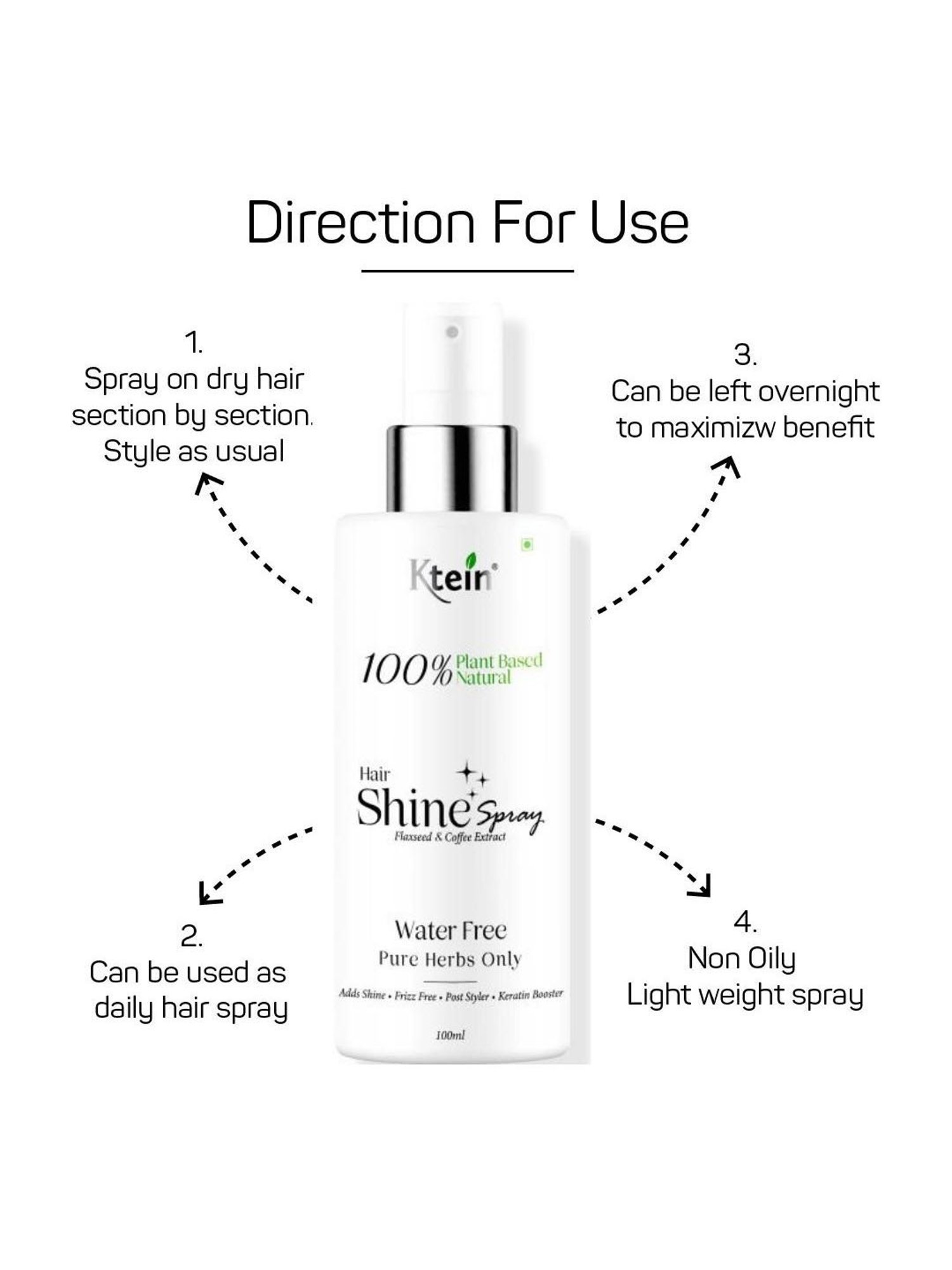 Ktein Natural 100% Plant Base Shine Spray - 100 ml