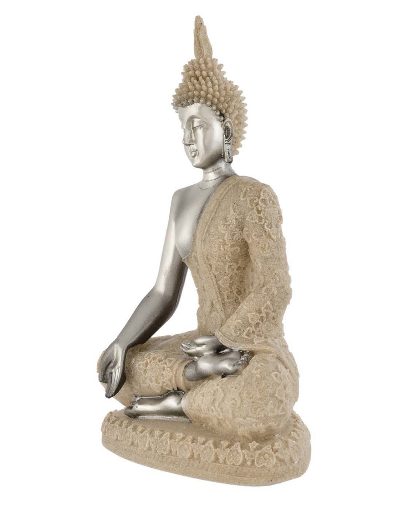 Tayhaa Golden & Silver Resin Harmony Guardian Spiritual Buddha Statue