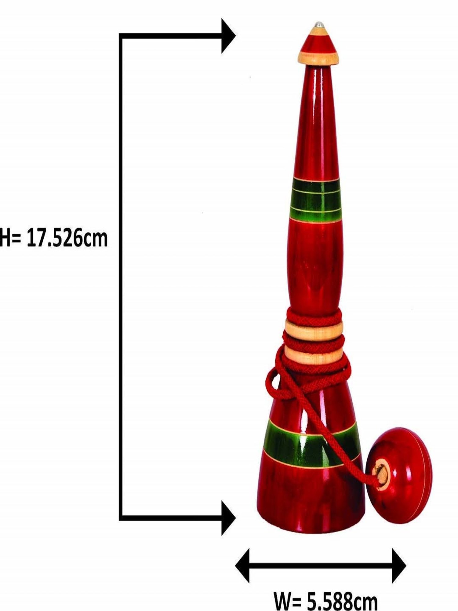 Desi Toys Kids Red & Green Wooden Cup & Ball Toy