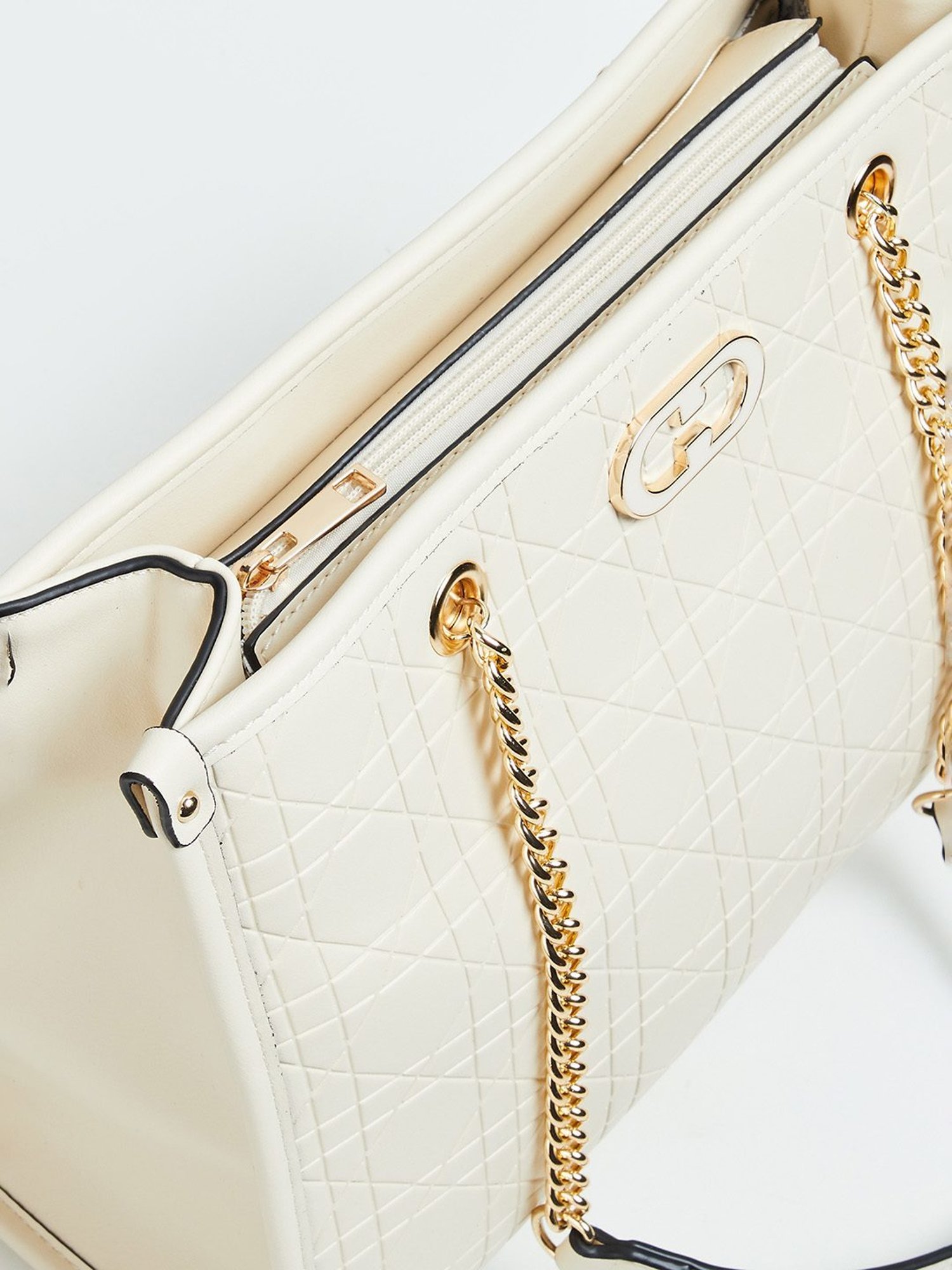 Code by Lifestyle White Textured Tote Bag