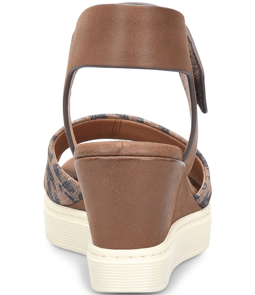 Sofft Samyra Leather Leopard Printed Athletic Inspired Wedges