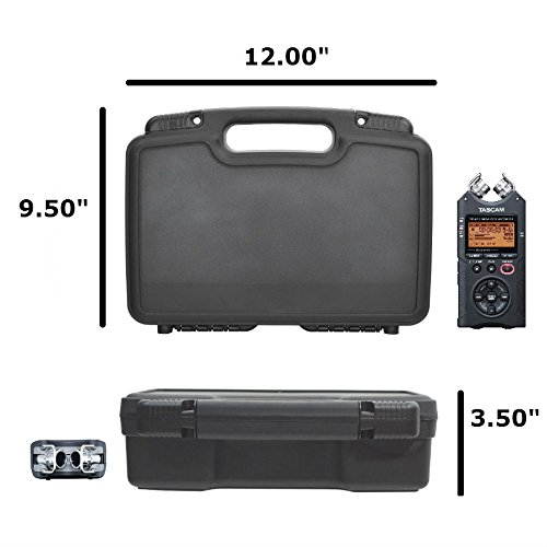 STURDY Recorder Carrying Travel Hard Case w/ Dense Foam for Tascam DR-05 , DR-40 , DR-22L , DR-100MKll , DR-44WL Portable Recorder , Mini Tripod , Adapter , Mic Pop Windscreen and Slim Accessories