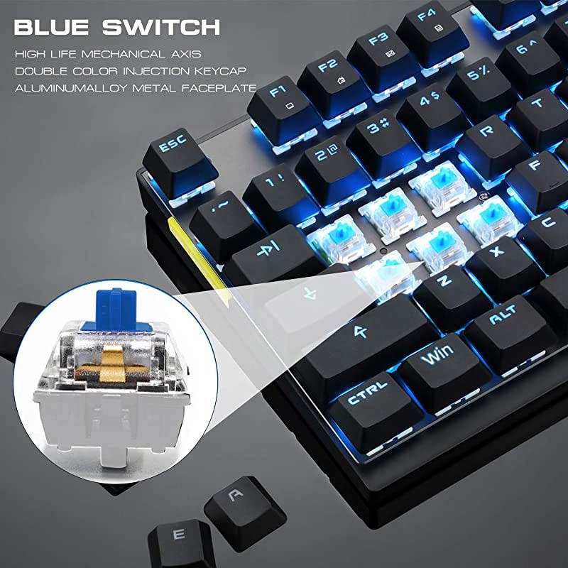24GHz WirelessUSB Wired Mechanical Keyboard 87Keys Led Backlit Red Switches TypeC Gaming Keyboard for Gaming and TypingCompatible for MacPCLaptop