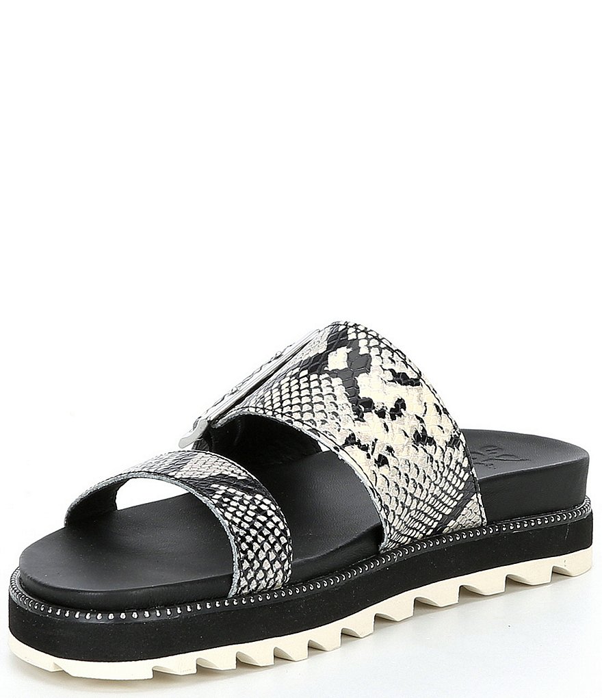 Sorel Roaming Snake Print Buckle Slides