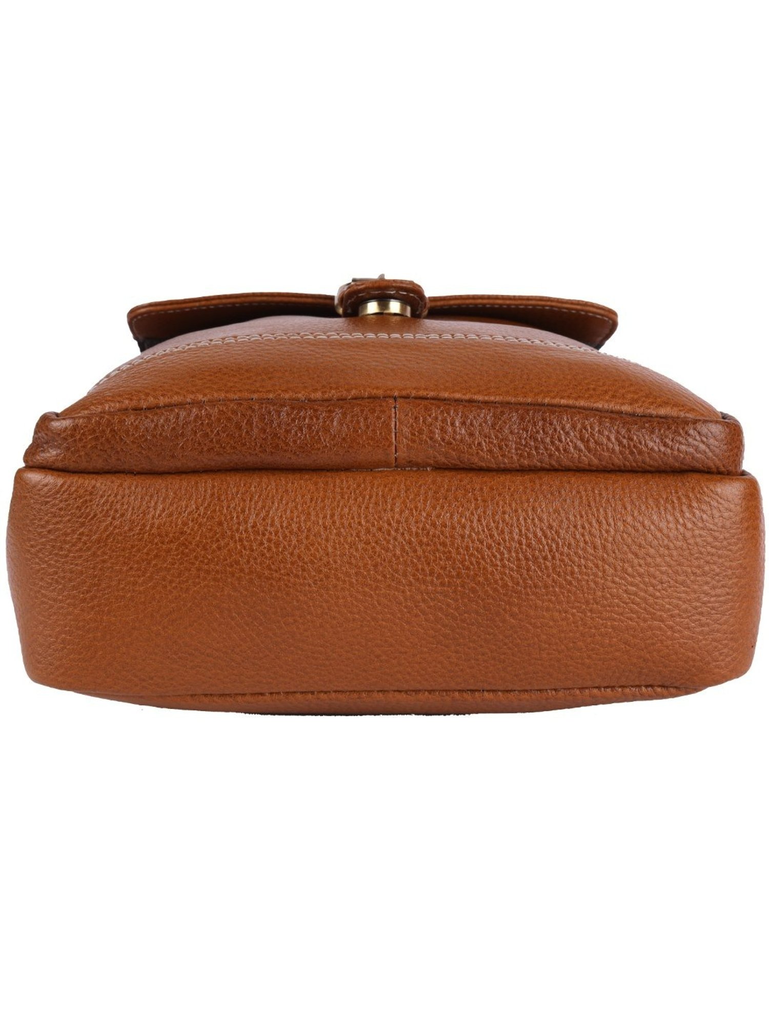 HiLEDER Brown Textured Medium Leather 9.5 inch Cross Body Bag