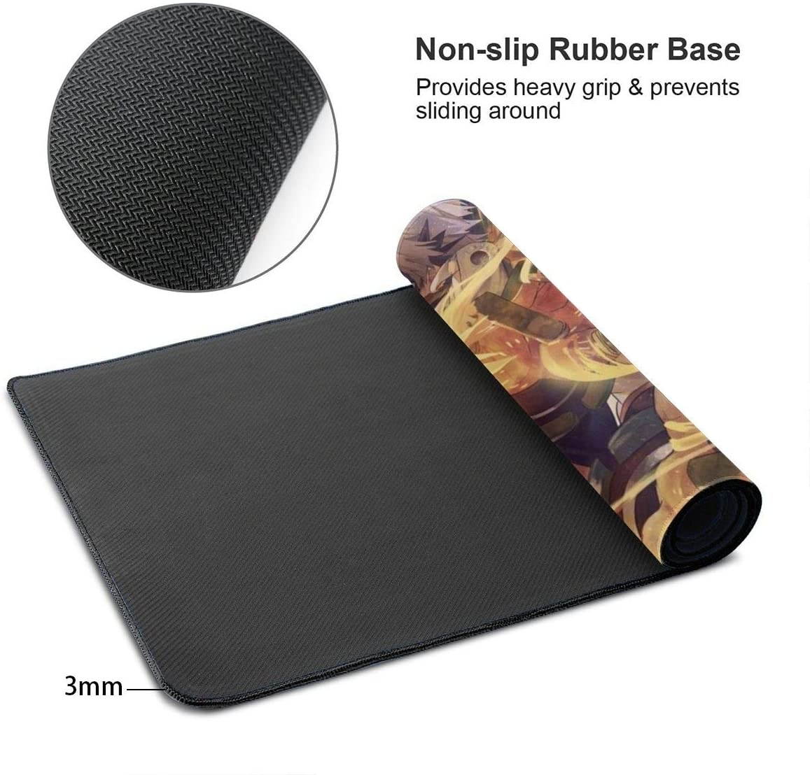 Katsuki Bakugo Shoto Todoroki My Hero Academia Large Gaming Mouse Pad Durable Stitched Edges Non-Slip Rubber Base 15.8x29.5 Keyboard Pad Desk Pad for Desk Cover, Computer Keyboard, Pc, Laptop