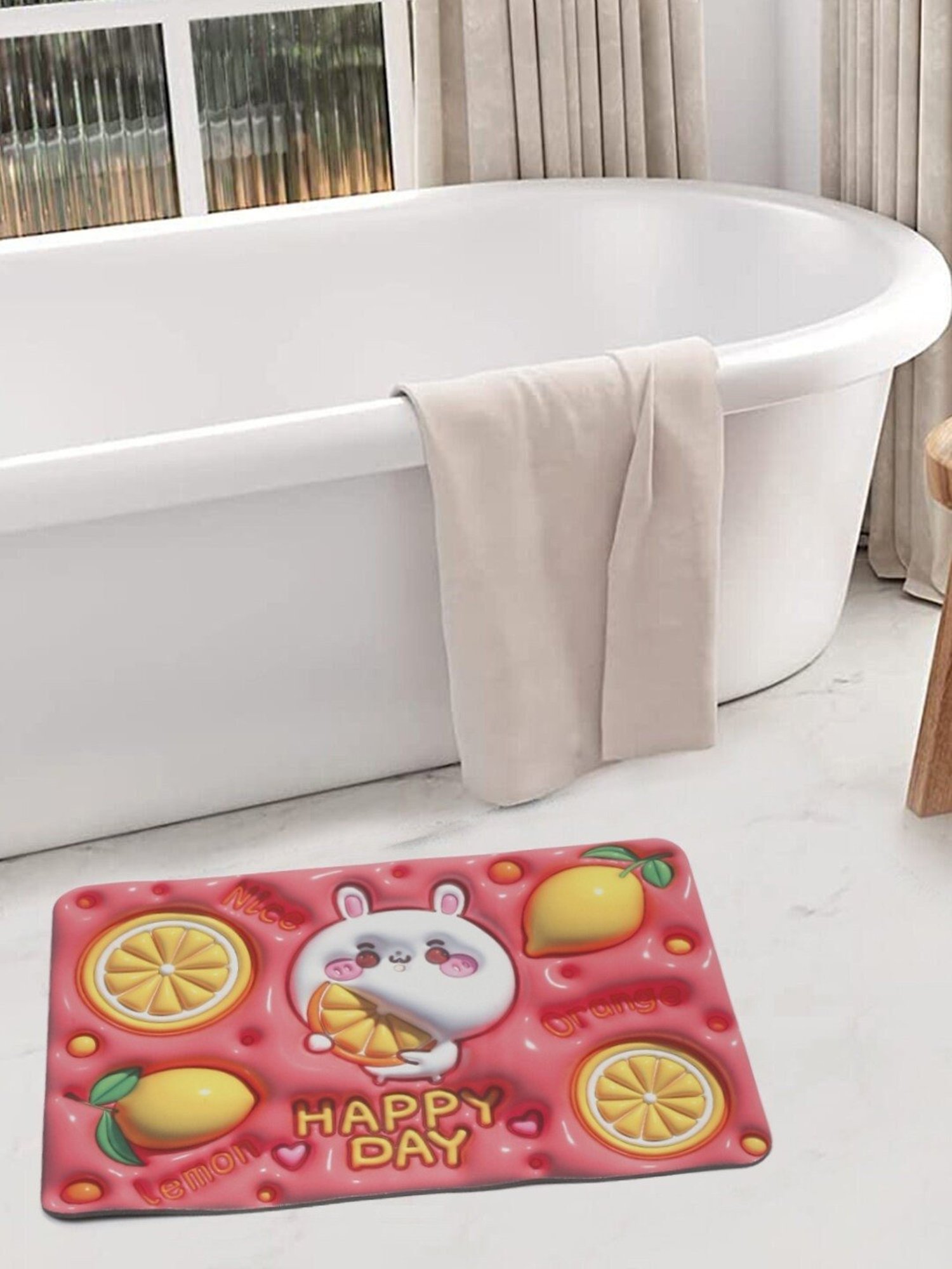 HOSTA HOMES Anti Skid Abstract Multicolor Others Non Slip Bath mat