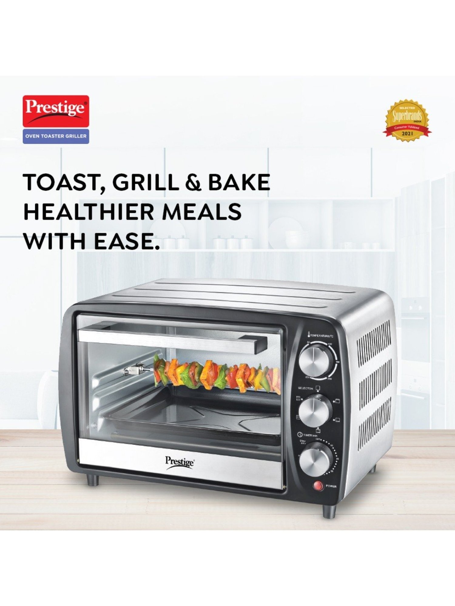 Prestige POTG Multicolor Stainless steel Oven Toaster Griller with Rotisserie Function