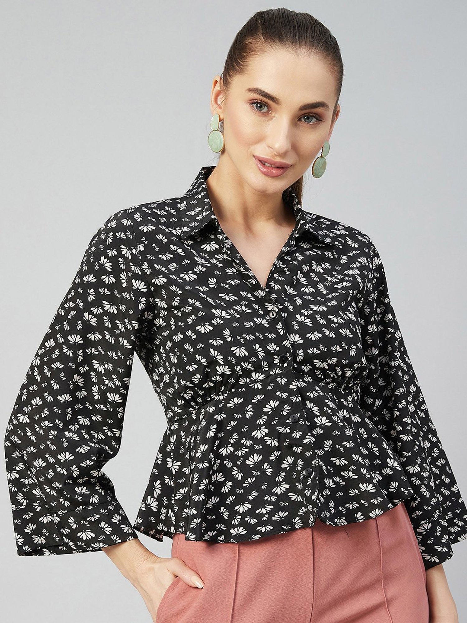 Rare Black Floral Print Top