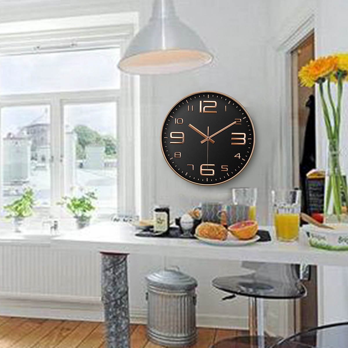 12inch/30cm Black/Golden Wall Clock Silent ABS Wall Clocks-A4