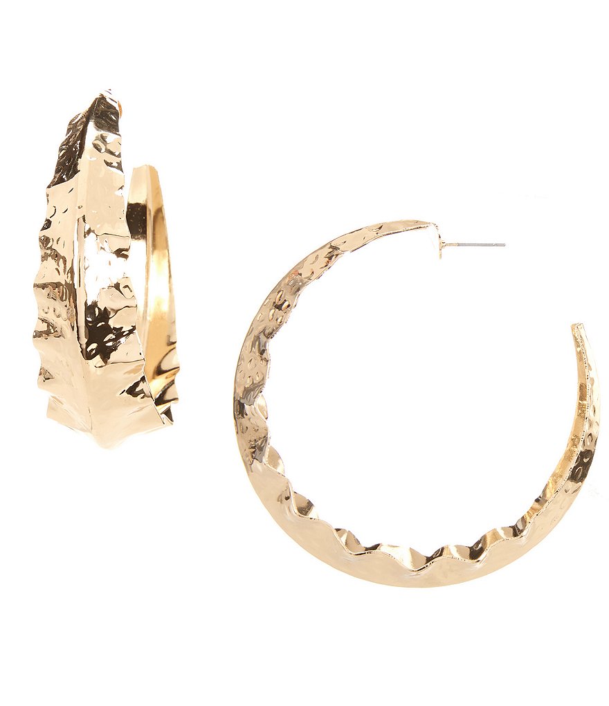 Natasha Accessories Wavy Hoop Earrings