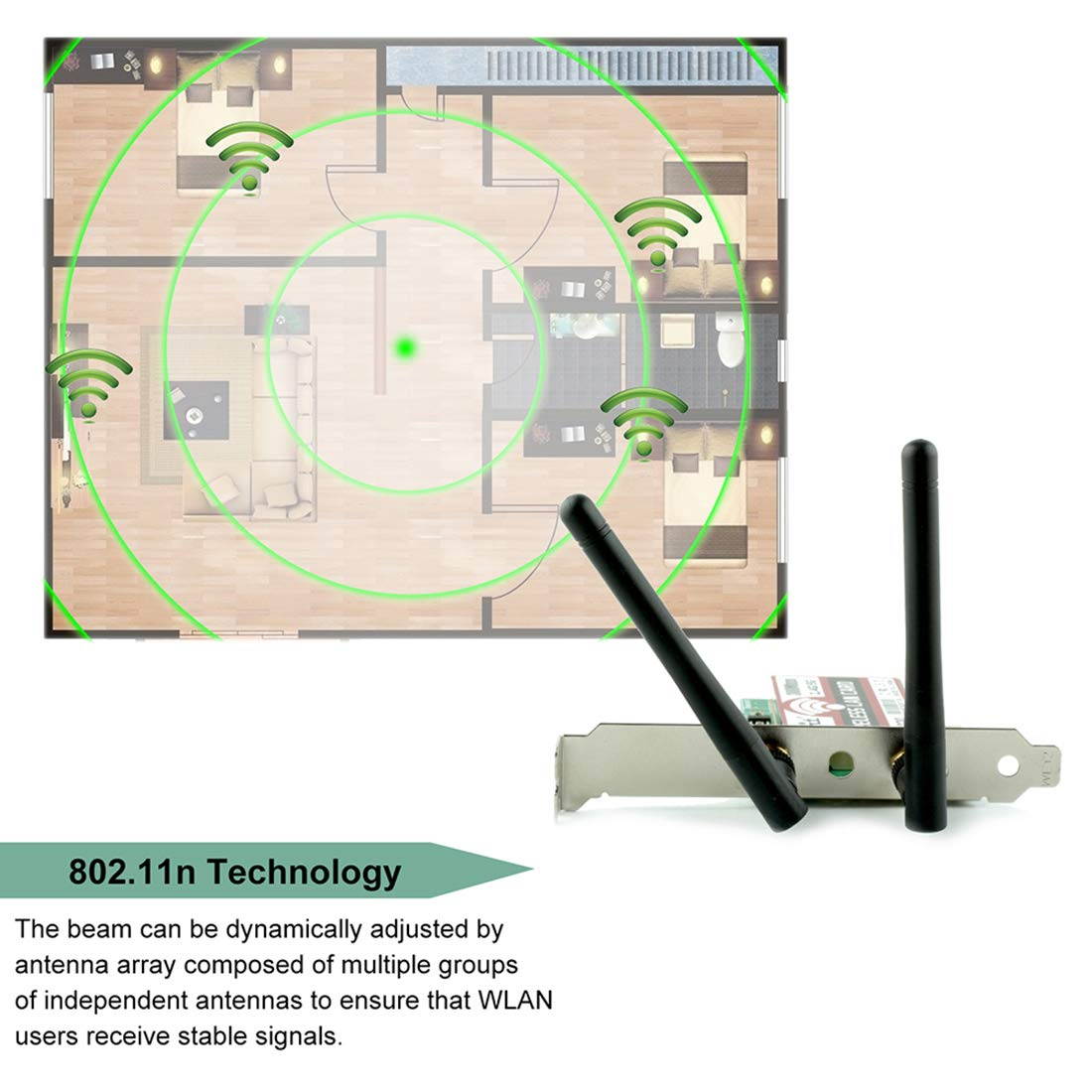 Wireless Network Card WiFi Adapter PCIe WiFi Card Werleo 3220 WiFi Card 5Ghz / 2.4Ghz Dual-Band WiFi Network Adapter Card Wireless Adapter for Desktop PC