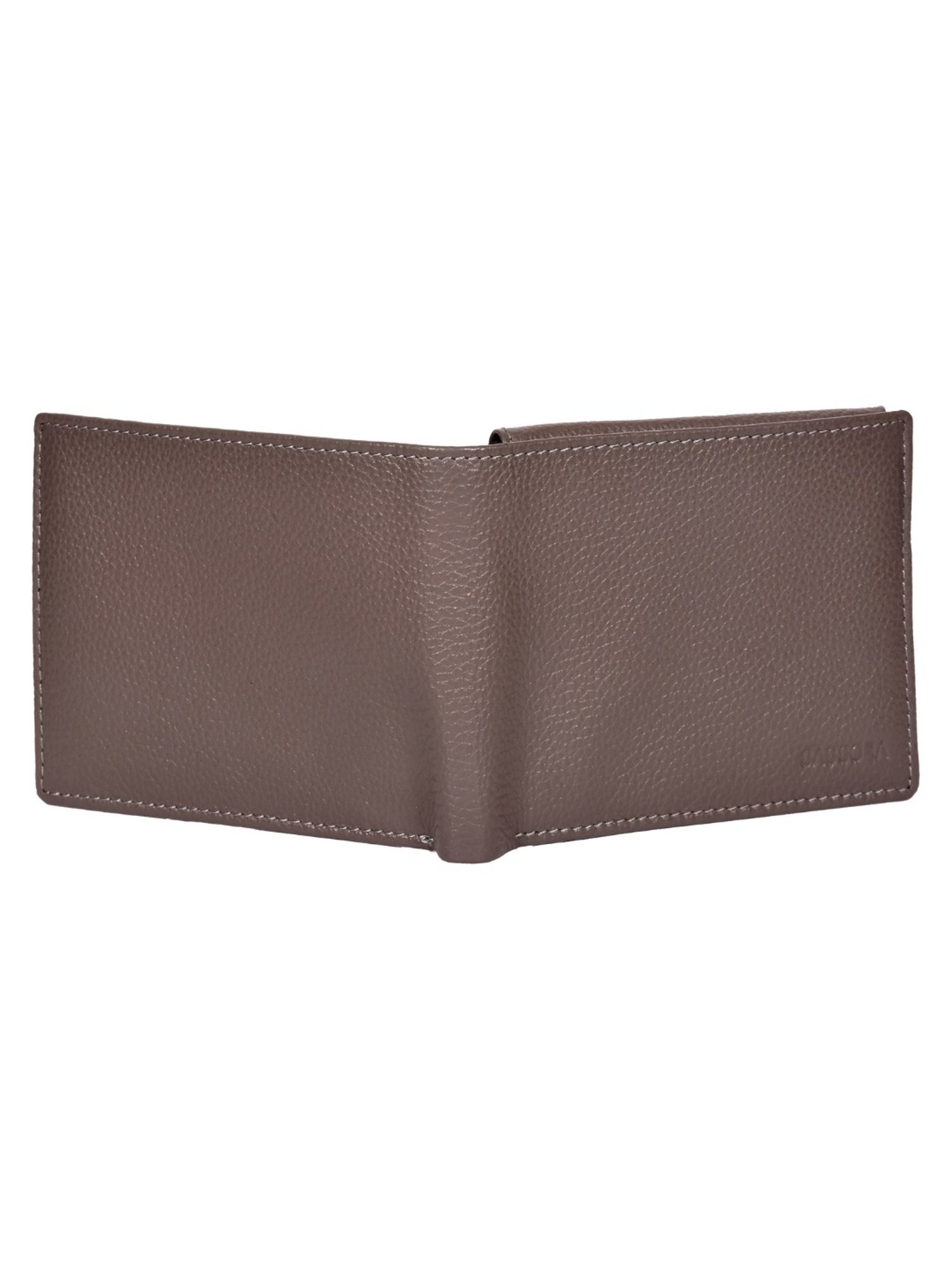 SASSORA ARLO Grey Leather Textured Bi-Fold Wallet