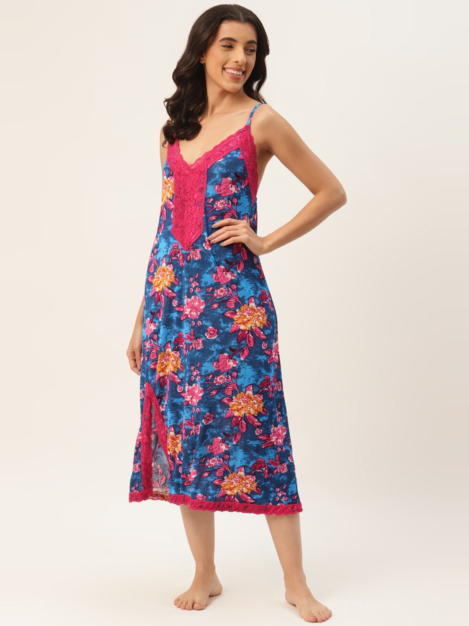 Ms.Lingies Blue Printed Nighty