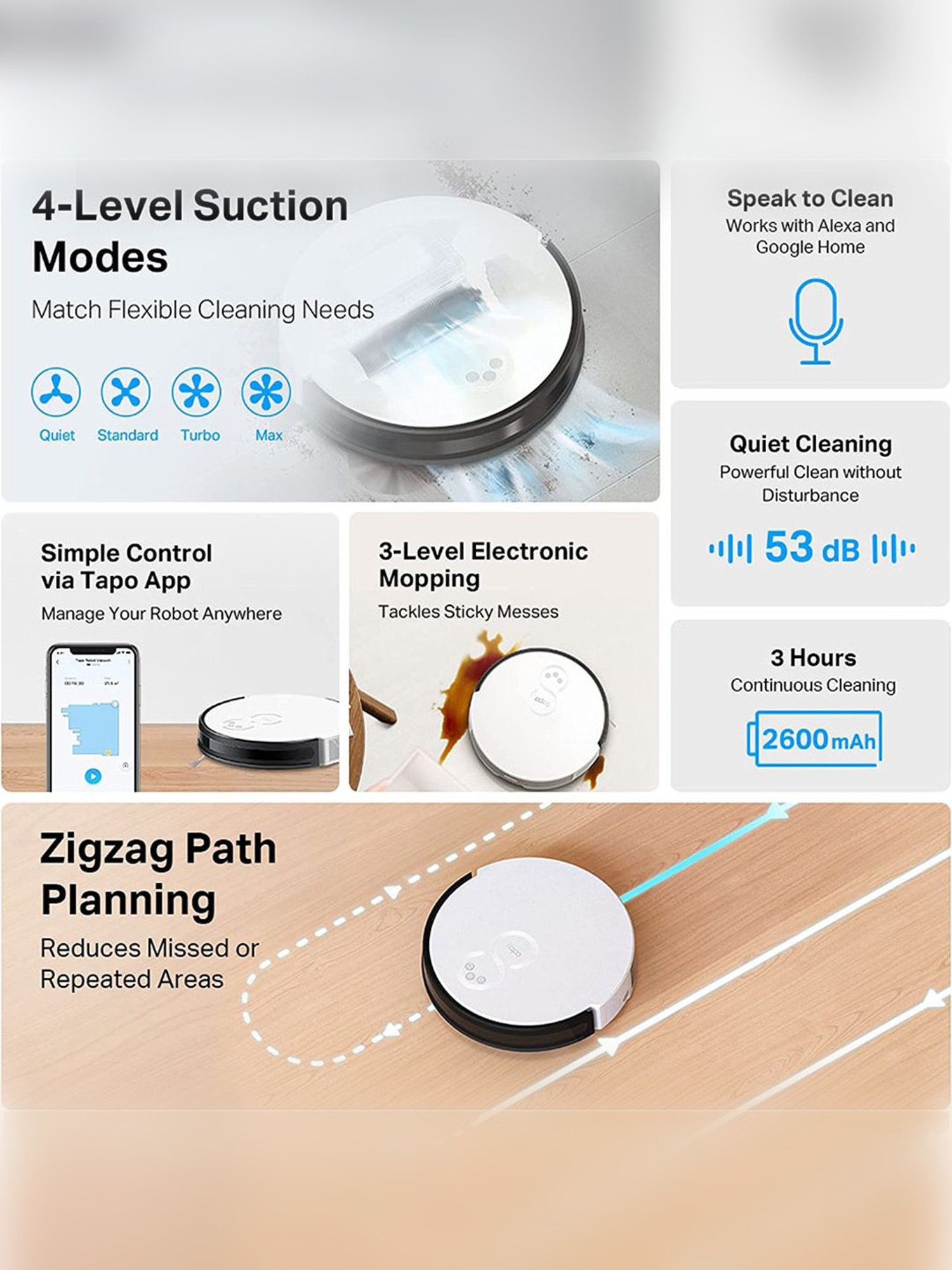 TP-Link Tapo RV10 2-in-1 Robotic Vacuum Cleaner & Mop (White)