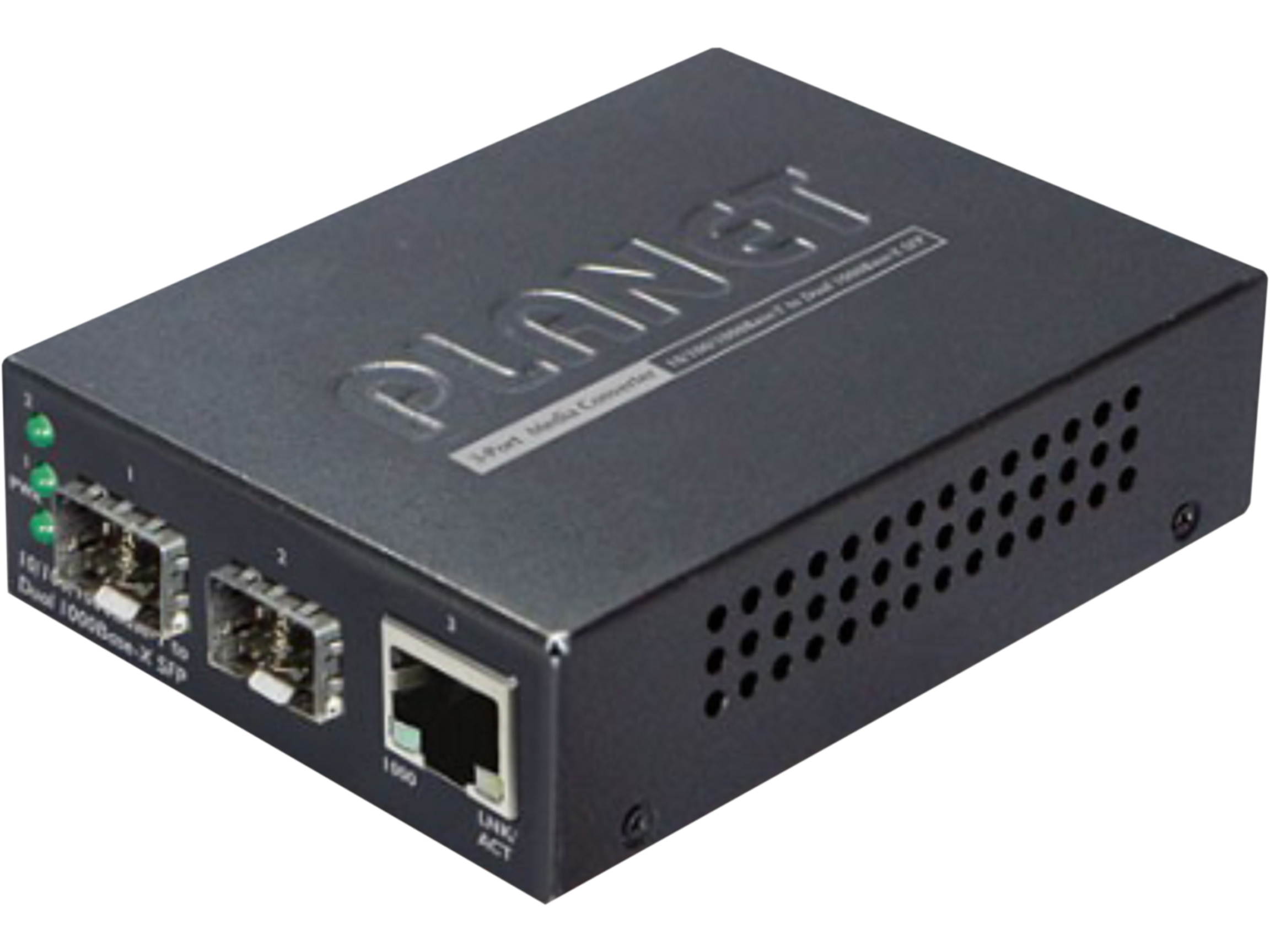 PLANET GT-1205A 1-Port 10/100/1000Base-T - 2-Port 1000FX (SFP) Switch Media Converter