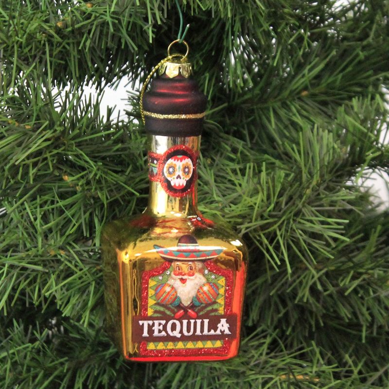 Holiday Ornament 5.0" Tequila Bottle Christmas Drink Santa  -  Tree Ornaments