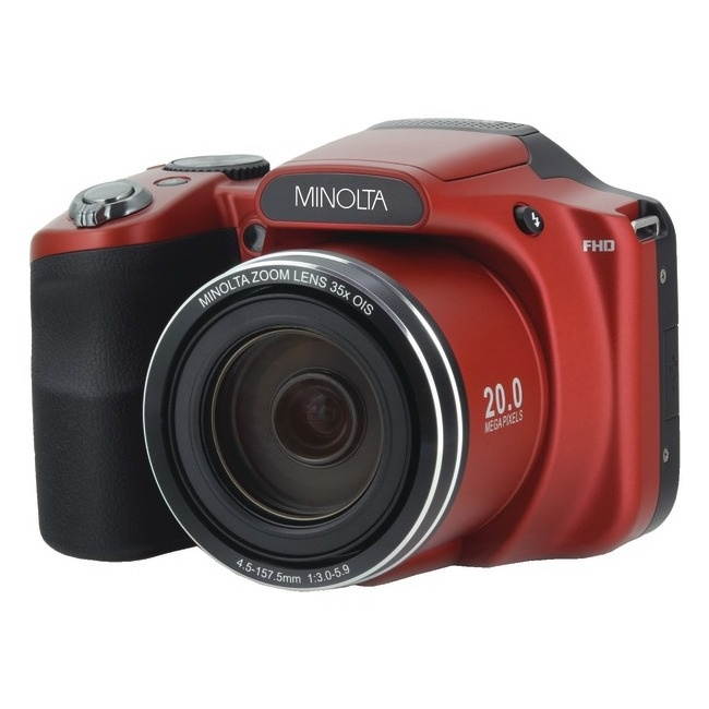 Minolta MN35Z-R 20.0-Megapixel 1080p Full HD Wi-Fi MN35Z Bridge Camera with 35x Zoom (Red)