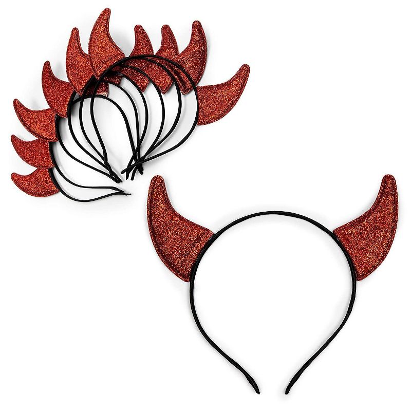 Spooky Central 6-Pack Devils Horns Headband, Cute Halloween Costume Accessories Party Favors Props, 3 in