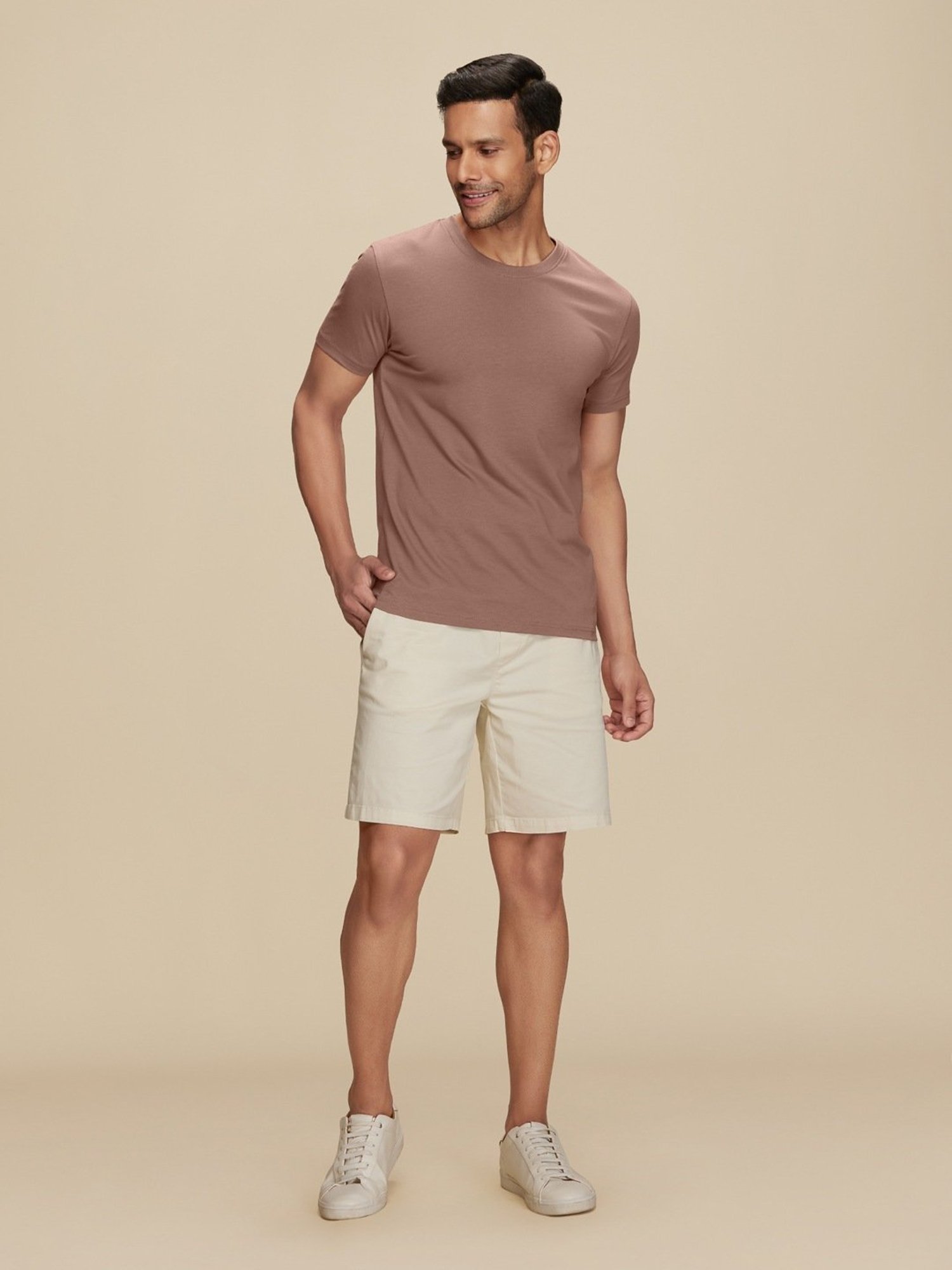 XYXX Brown Latte Cotton Regular Fit T-Shirts