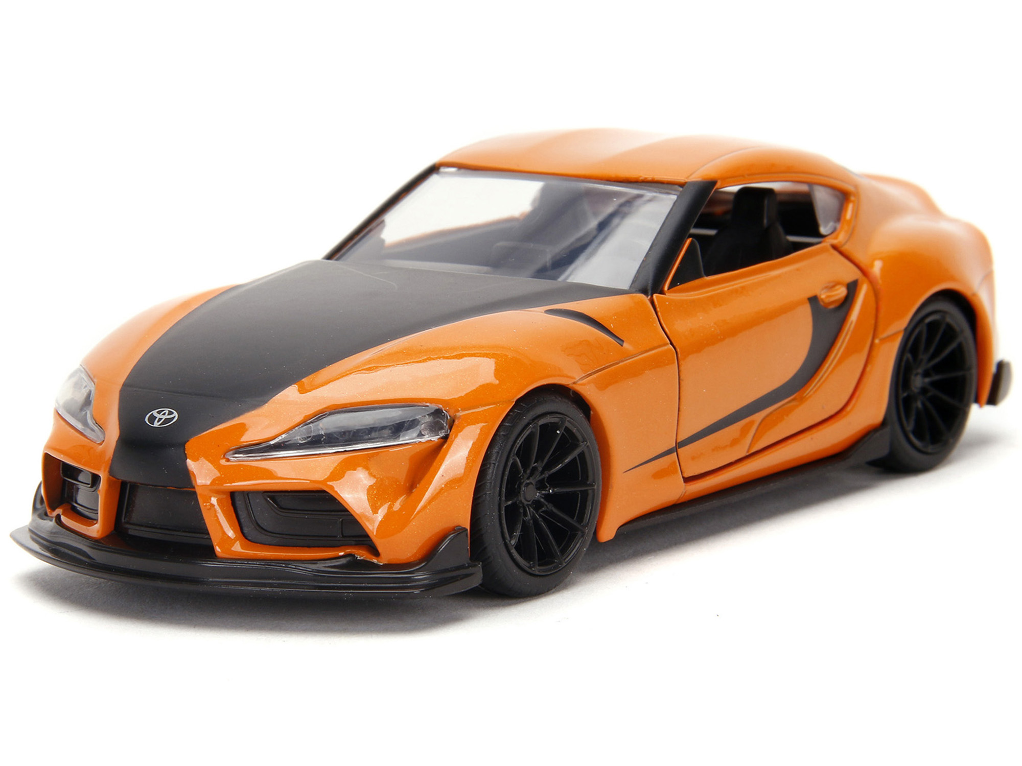 Han's Mazda RX-7 Orange Metallic and Matt Black and Toyota GR Supra Orange Metallic with Black Hood Set of 2 pieces "Fast & Furious" Series 1/32 Diecast Model Cars by Jada