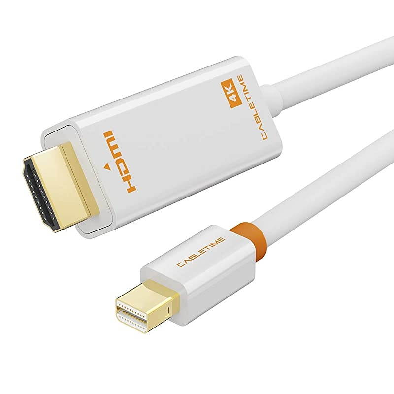 Mini DisplayPort to HDMI Cable 4K 3.3 FT Thunderbolt to HDMI Adapter, Gold-Plated Cord Converter for MacBook Air/Pro, Surface Pro/Dock, Monitor, Projector and More, White(3.3Feet/1M)