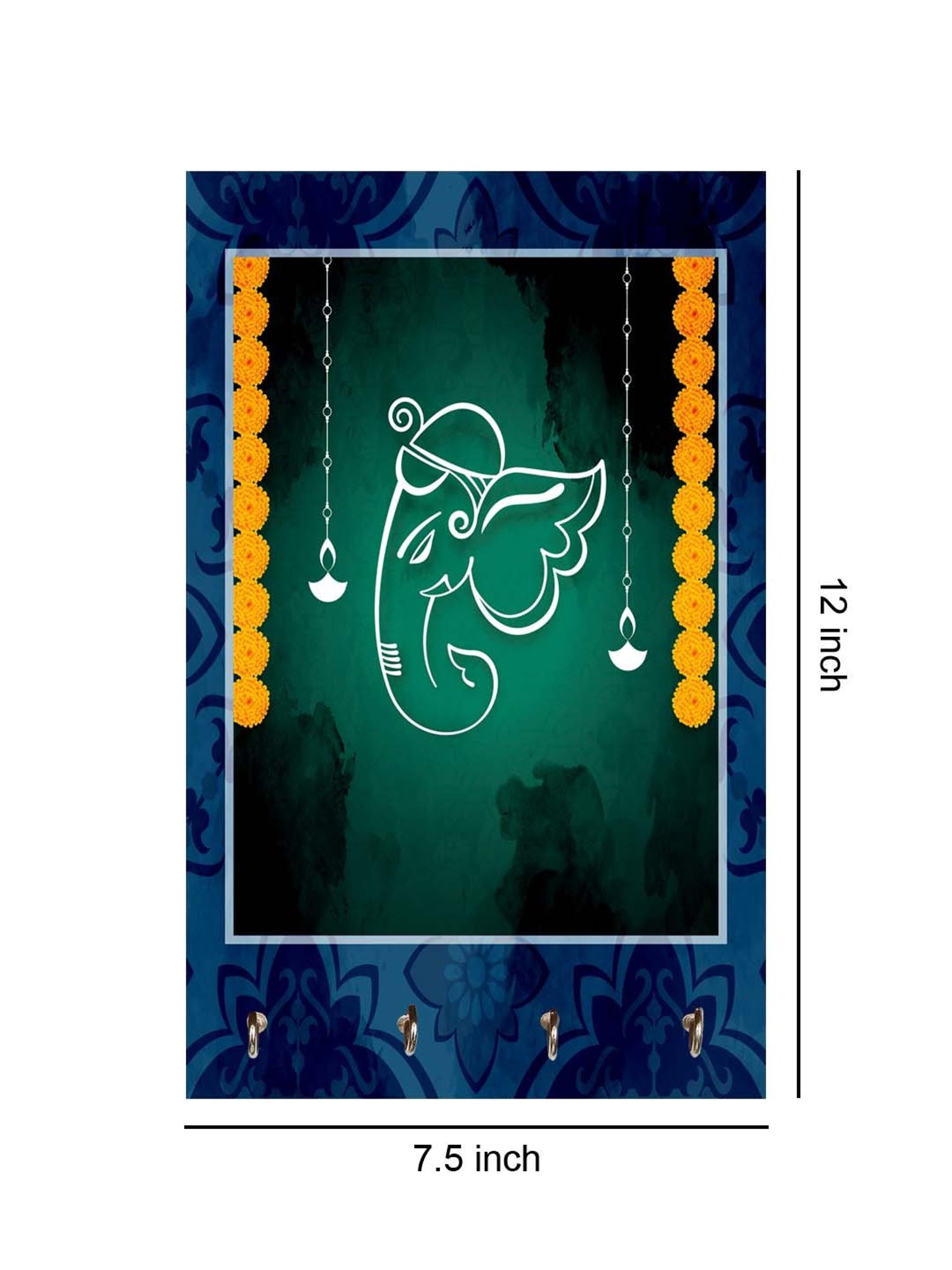 999Store Green & Blue MDF Decorative Wall Mount Key Holder - Set of 1