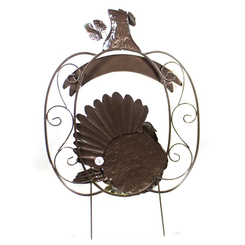 Home & Garden 41.0" Turkey In Pumpkin Stake Thanksgiving Harvest Outdoor Direct Designs International  -  Decorative Garden Stakes