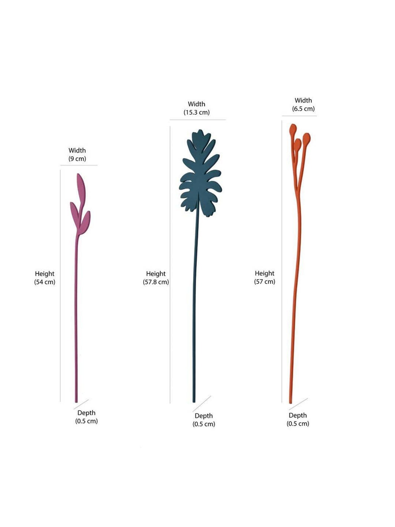 @home Multicolor Mdf Oak Leaf Artificial Stick - Set of 3