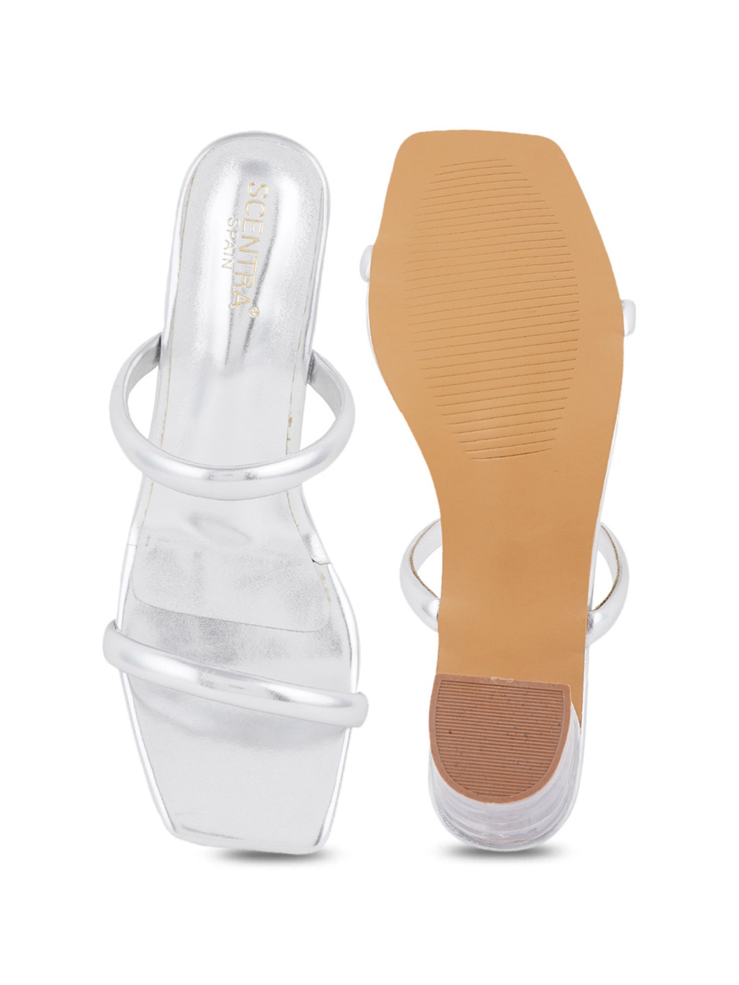 Scentra Women's SPAIN Silver Casual Sandals