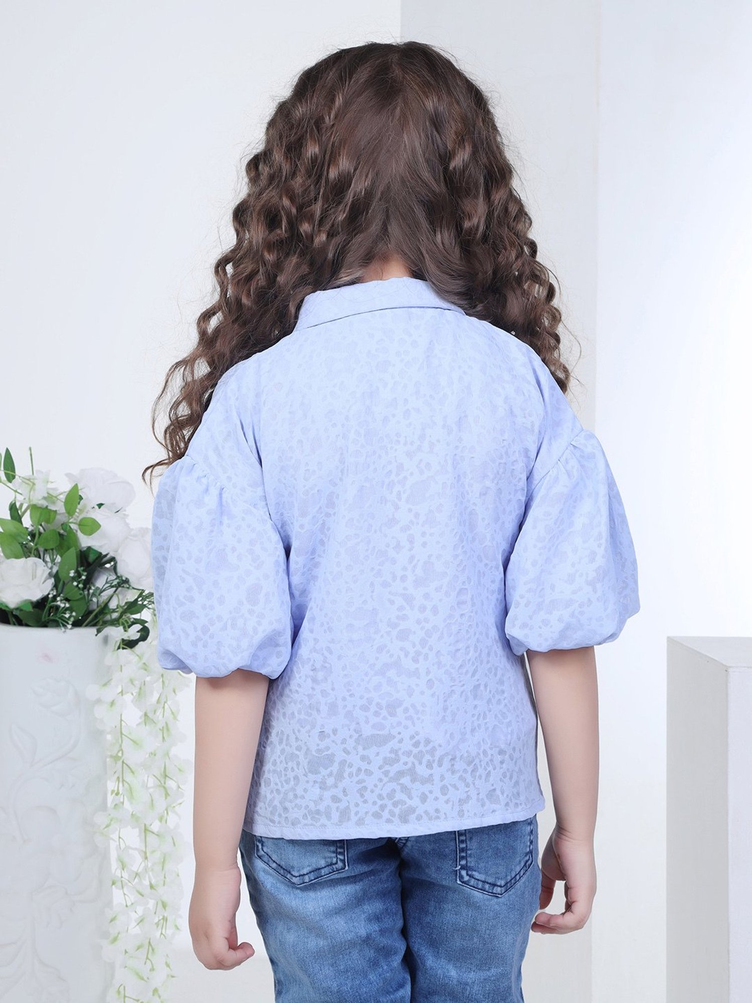 Peppermint Kids Blue Printed Shirt