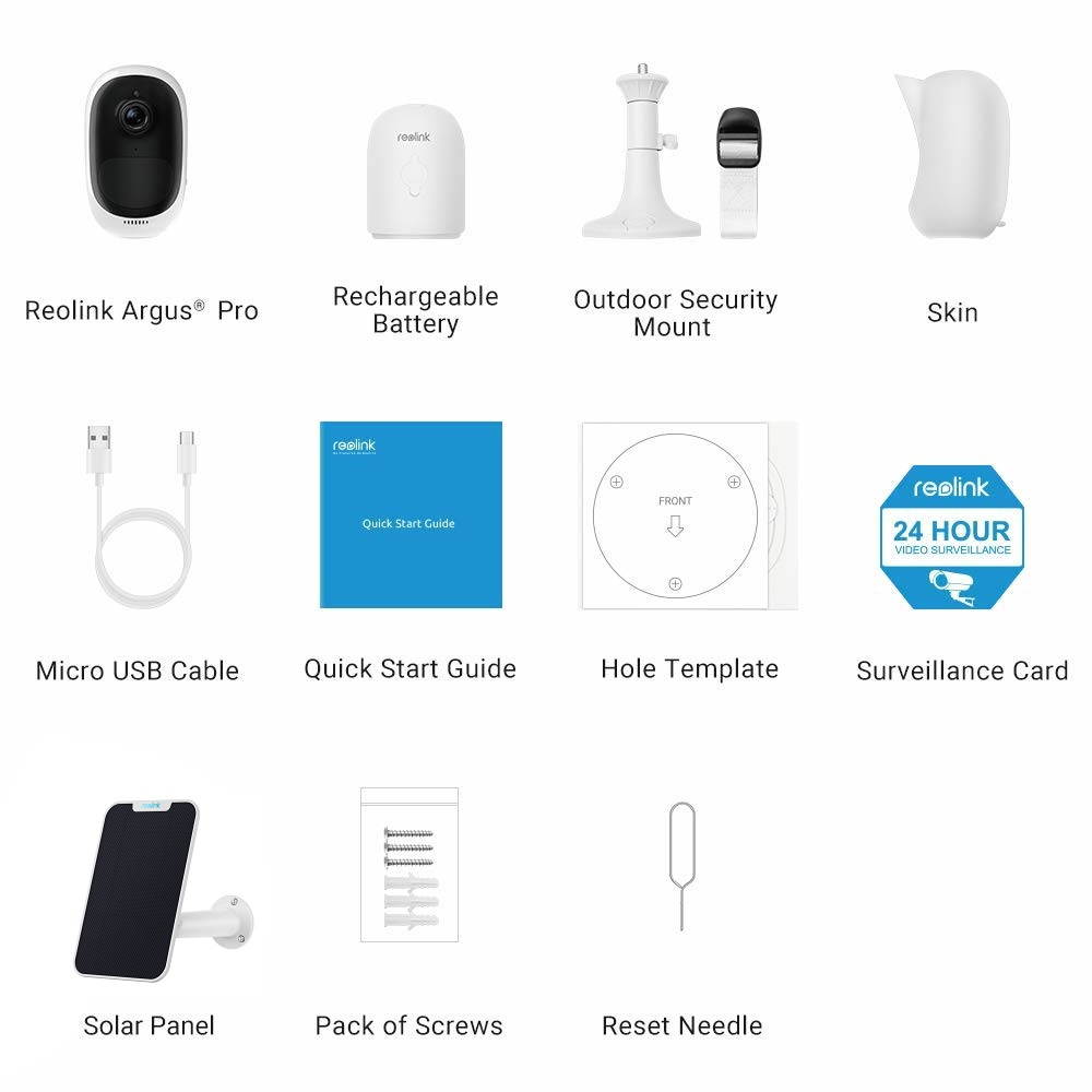 Reolink Wireless Outdoor Battery/Solar Powered 1080p HD Home Security WiFi IP Camera, Support Cloud Google Assistant, PIR Motion Alert, 2-way Audio, Argus Pro+Solarpanel