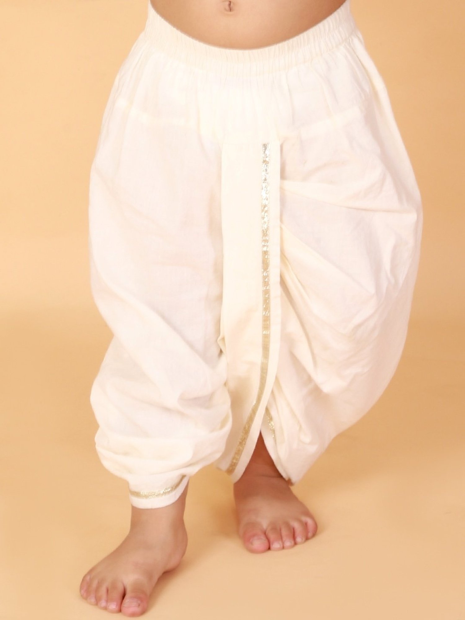 Lil Drama Kids Yellow & White Cotton Printed Full Sleeves Kurta Set