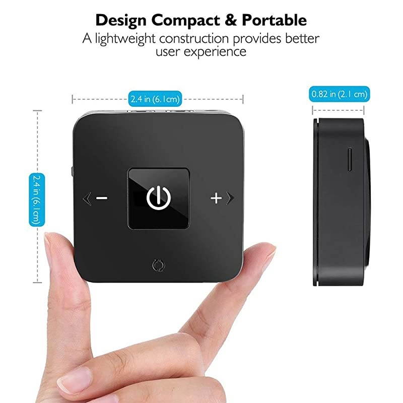 Bluetooth V50 Transmitter Receiver Wireless AptX Low Latency Audio Adapter for TV Home Theatre PC Laptop Support Volume Control Optical TOSLINK 35mm AUX RCA Jack 25 Hours Playtime