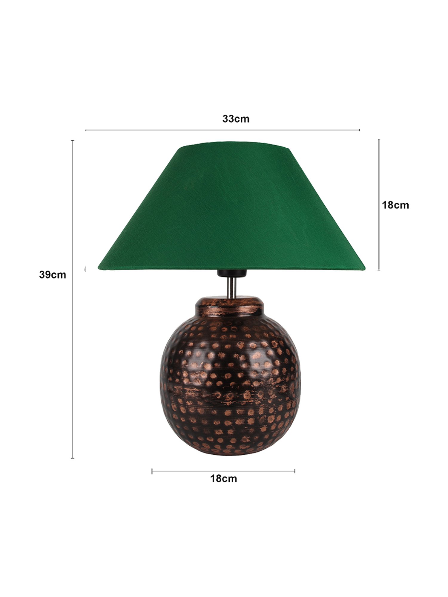 Homesake Green Hammered Oil-Rubbed Bronze Metal Linen Table Lamp