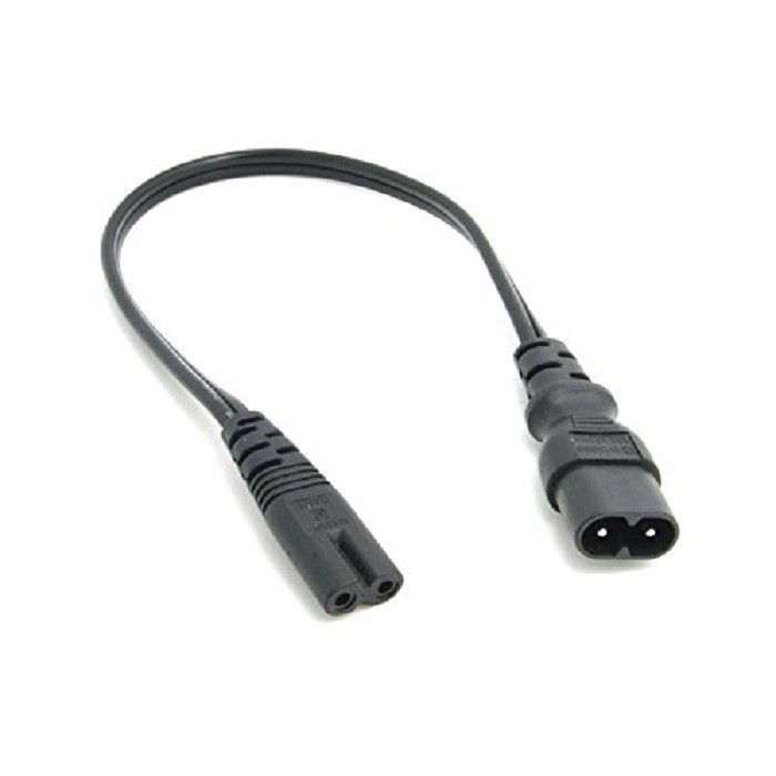 IEC 60320 C8 Plug to C7 Receptacle Male to Female Extension Power Supply Main Adapter Cable 30cm/1ft