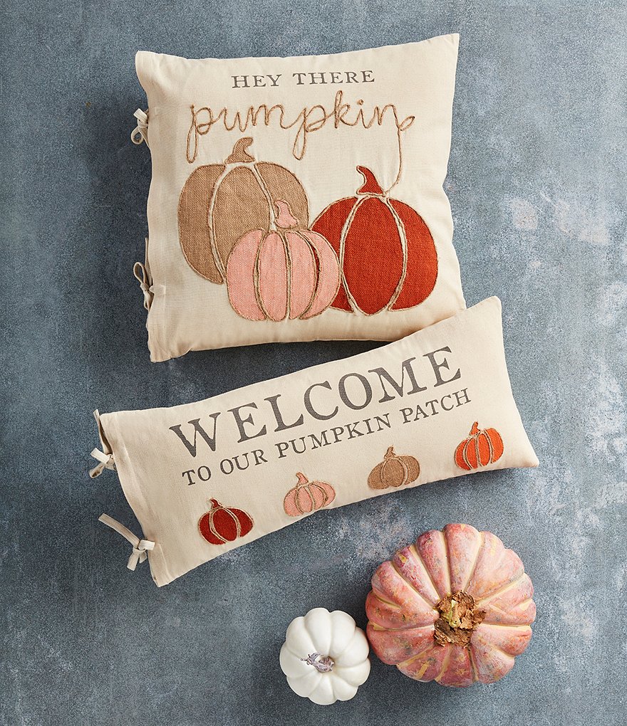 Mud Pie Festive Fall Collection Hey There Pumpkin Canvas Pillow