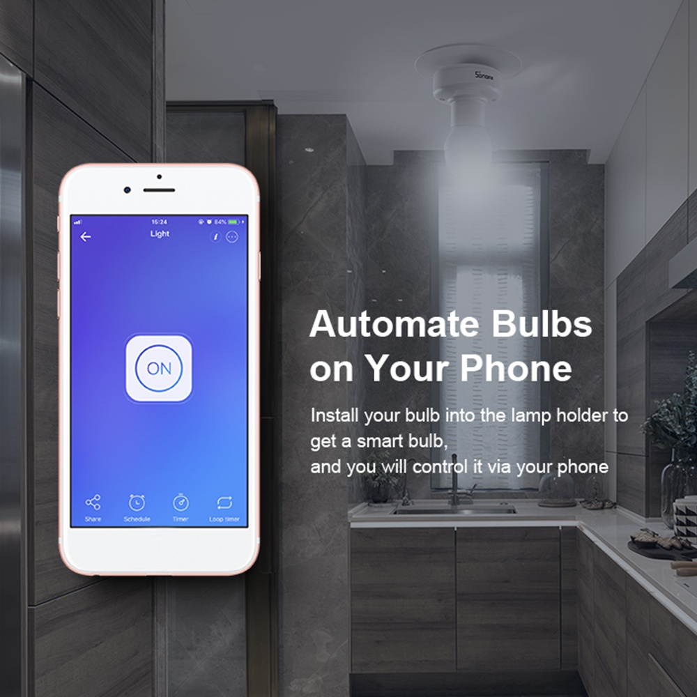 SONOFF SlampherR2 ITEAD WiFi Intelligent Light Bulb Holder 433MHz RF Wireless Lamp Holder Smart APP Control Voice Control Compatible with Amazon Alexa Google Home/Nest E27 for Smart Home