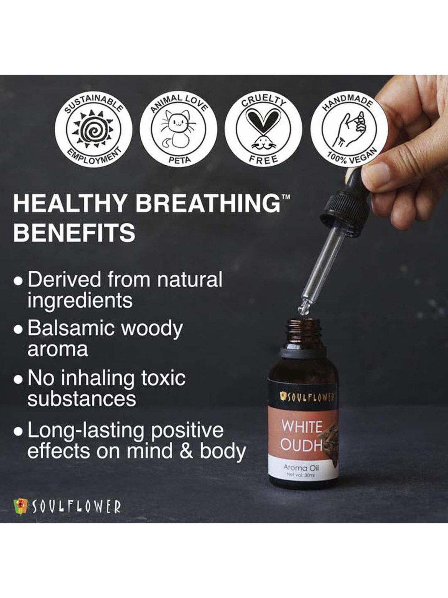 Soulflower White Oudh Aroma Oil (30 ml) - Set of 1