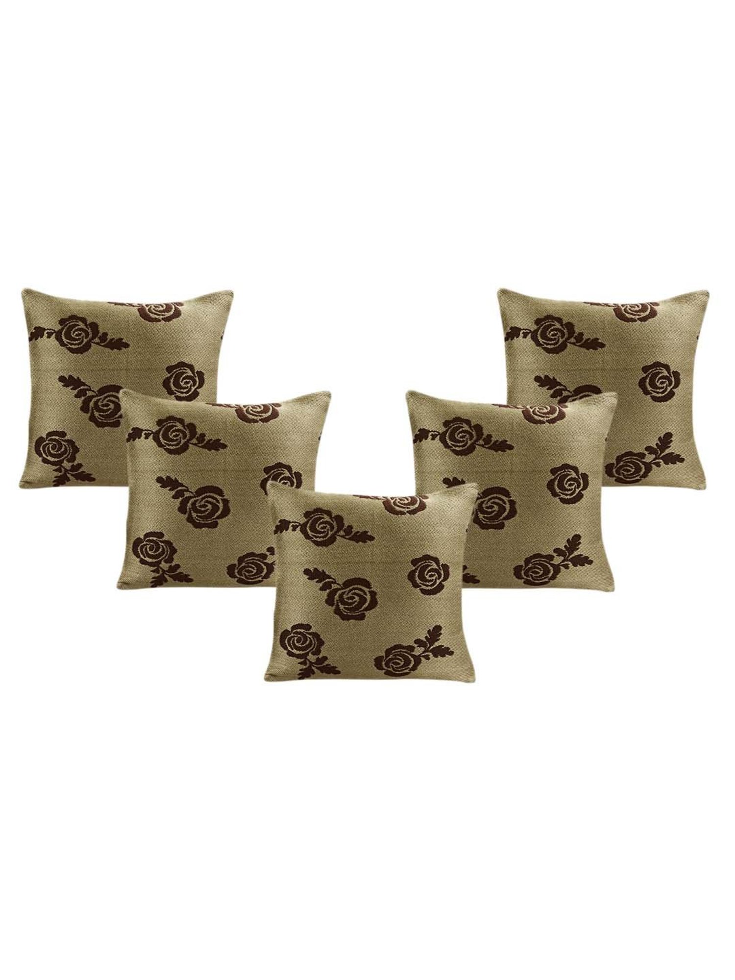 Saral Home Gold & Brown Polyester Cushion Covers - Set of 2