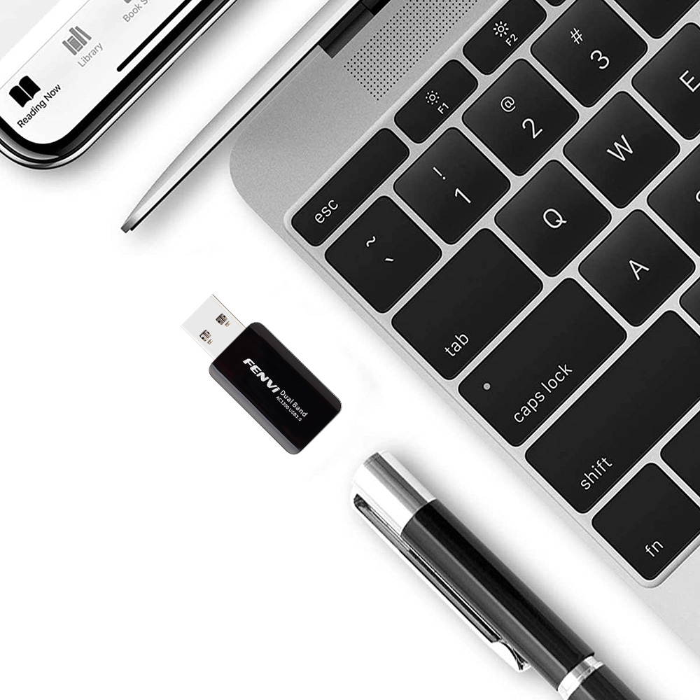 Fenvi Wireless USB WiFi Adapter for PC - 802.11AC 1300Mbps Dual Band 5G/2.4G WiFi USB 3.0 Wi-Fi Dongle  for PC Desktop Laptop Windows 10/8/8.1/7/Mac OS X 10.9-10.15, WiFi USB Computer Network Adapters
