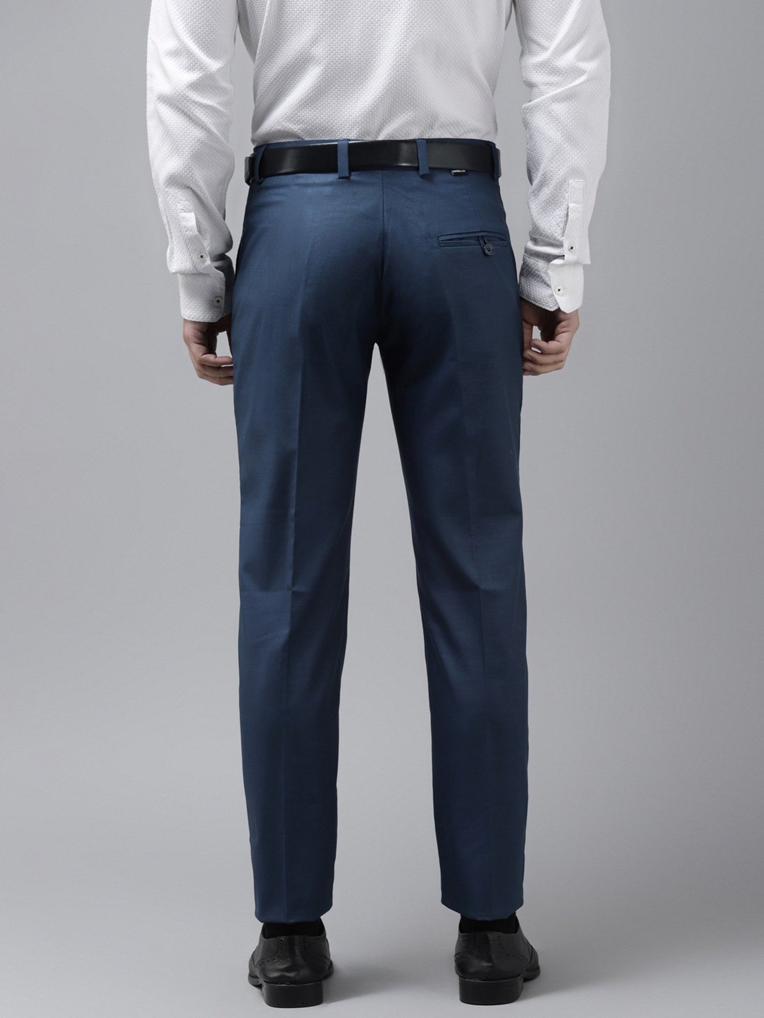 Hangup Plus Blue Regular Fit Flat Front Trousers