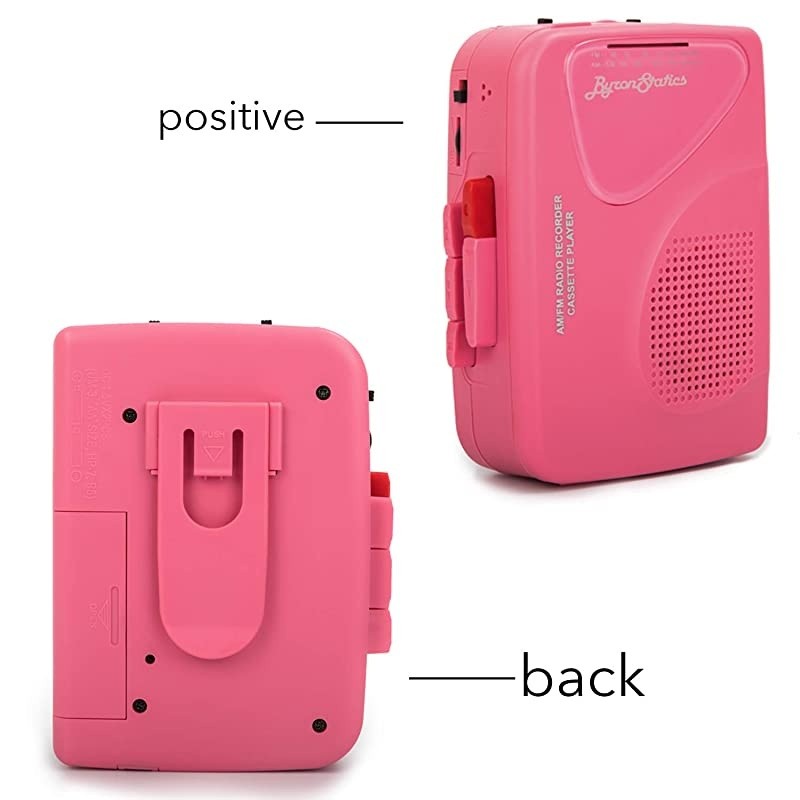 Walkman Cassette Player Portable Cassette Players Recorders Am FM Radio Lightweight Builtin Speaker USB Power Supply or 2 AA Batteries Automatic Stop System Protect Cassette Tape Pink