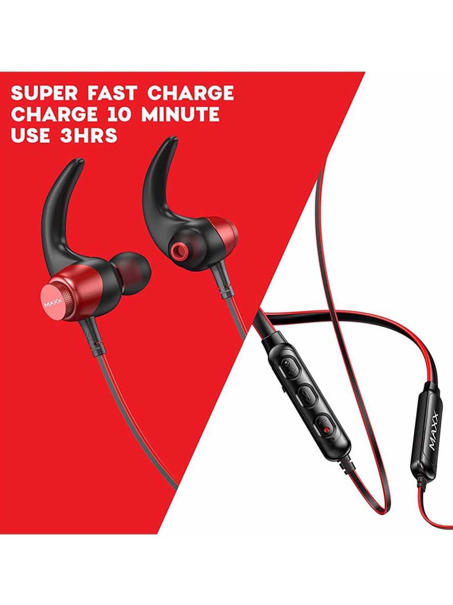 Maxx NX6 Wireless Neckband with Noise Cancellation (Black/Red)