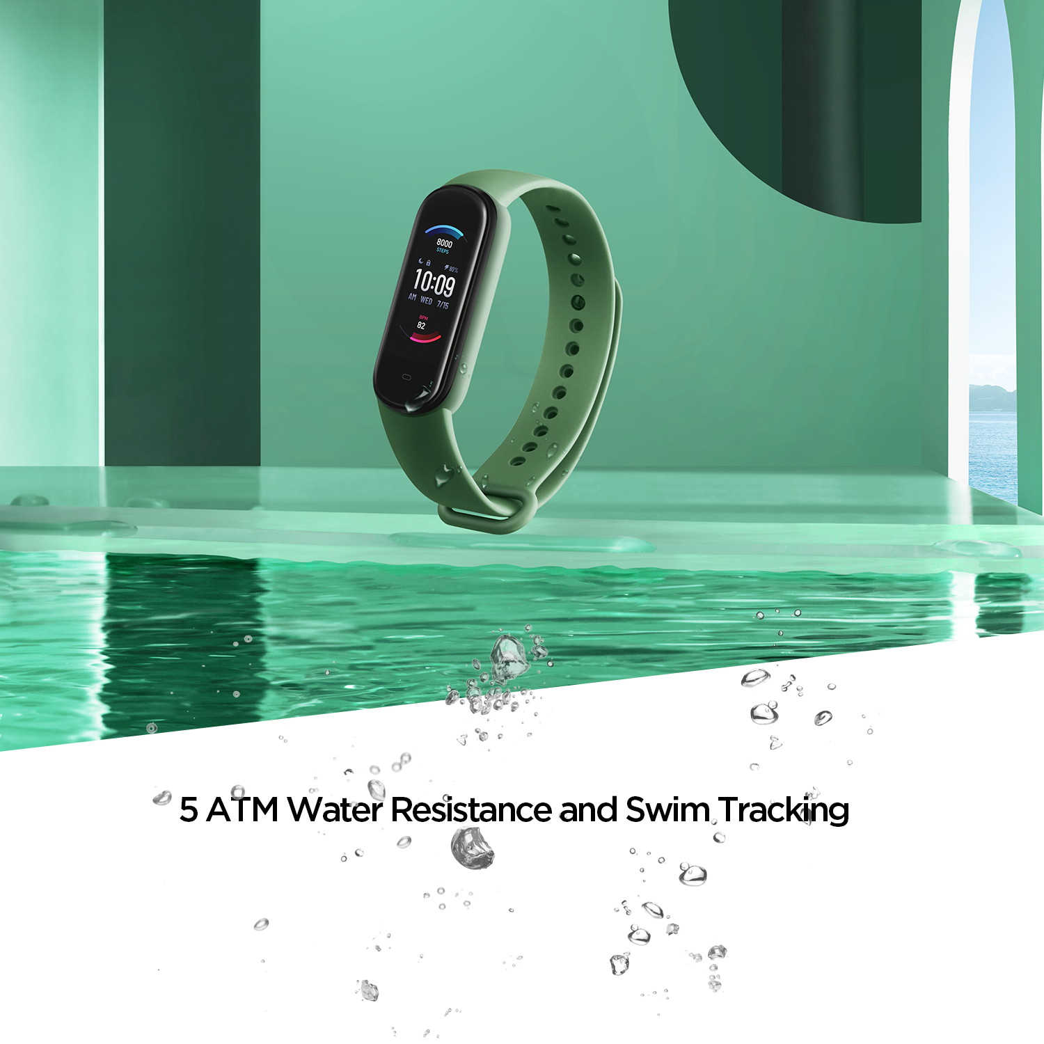 Amazfit Band 5: 15-Day Battery Life - Fitness Tracker - Blood Oxygen, Heart Rate, Sleep Monitoring - Alexa Built-in - Music Control - Water Resistant, Olive